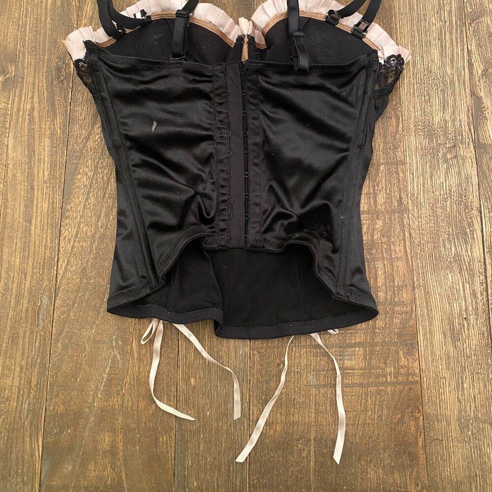 Vintage Victoria's Secret Lingerie Corset Top Lace 36C Black Color Lined Cups - Picture 5 of 6